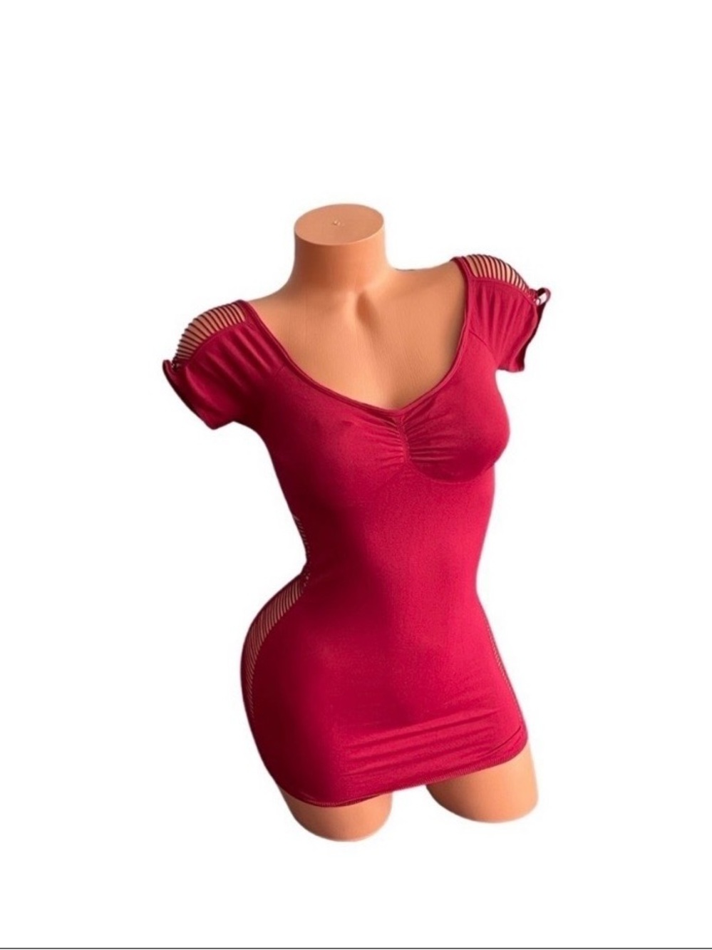 Fitted Guess Ruched Bodycon Dress with Cutout Sleeve Detail